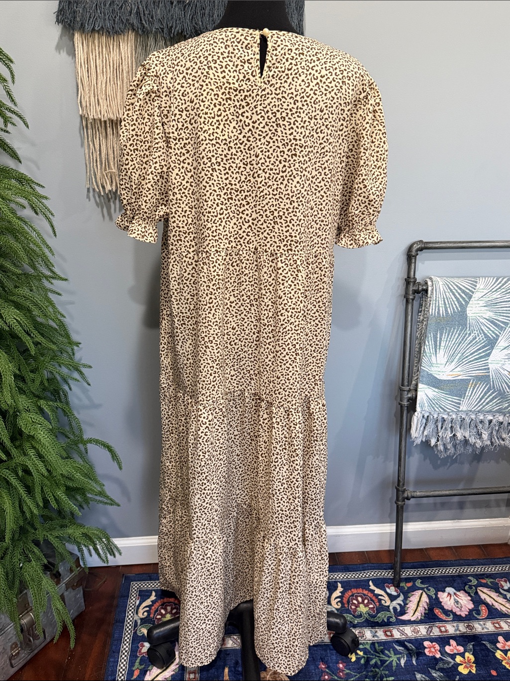 Nwt Prettygarden Leopard Print Tiered Midi Maxi Dress Large — image 7 of 8